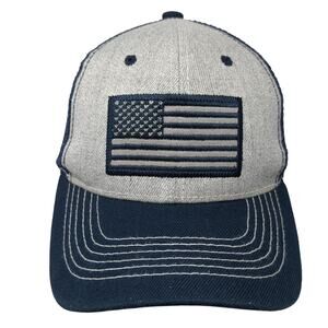 American Flag Snapback Trucker Hat Blue One Size Adjustable Mesh Back Big Bear